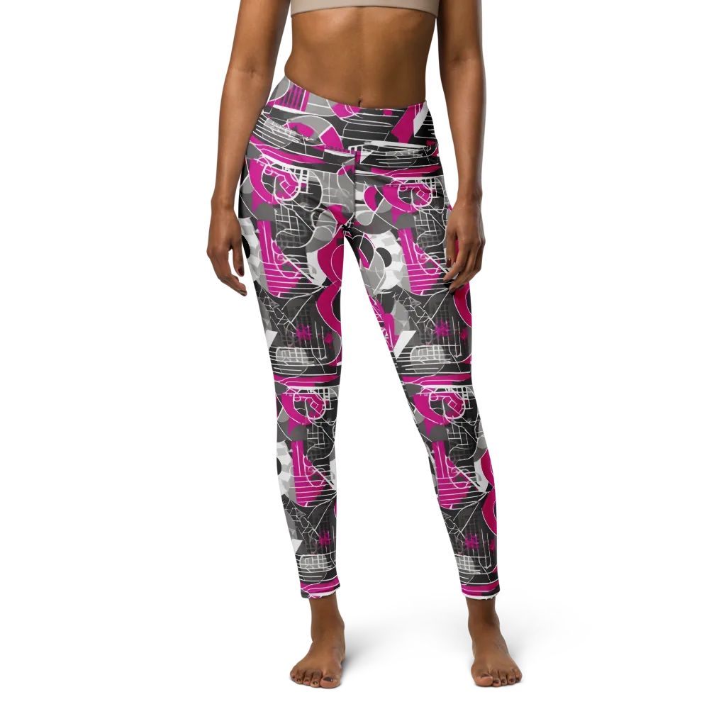 Fuchsia Framework on Yoga Leggings — Front