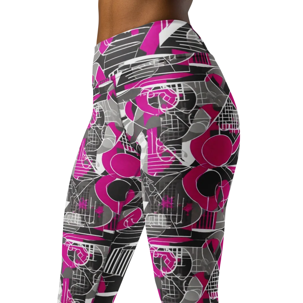 Fuchsia Framework on Yoga Leggings — Left Front