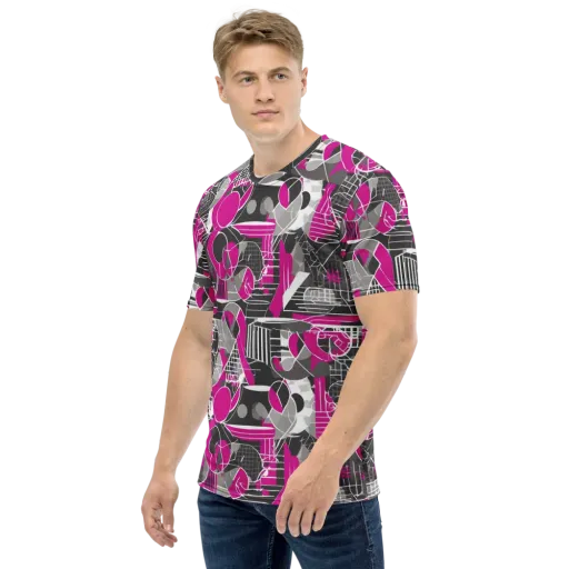 Fuchsia Framework on a Men's Crew Neck T-Shirt