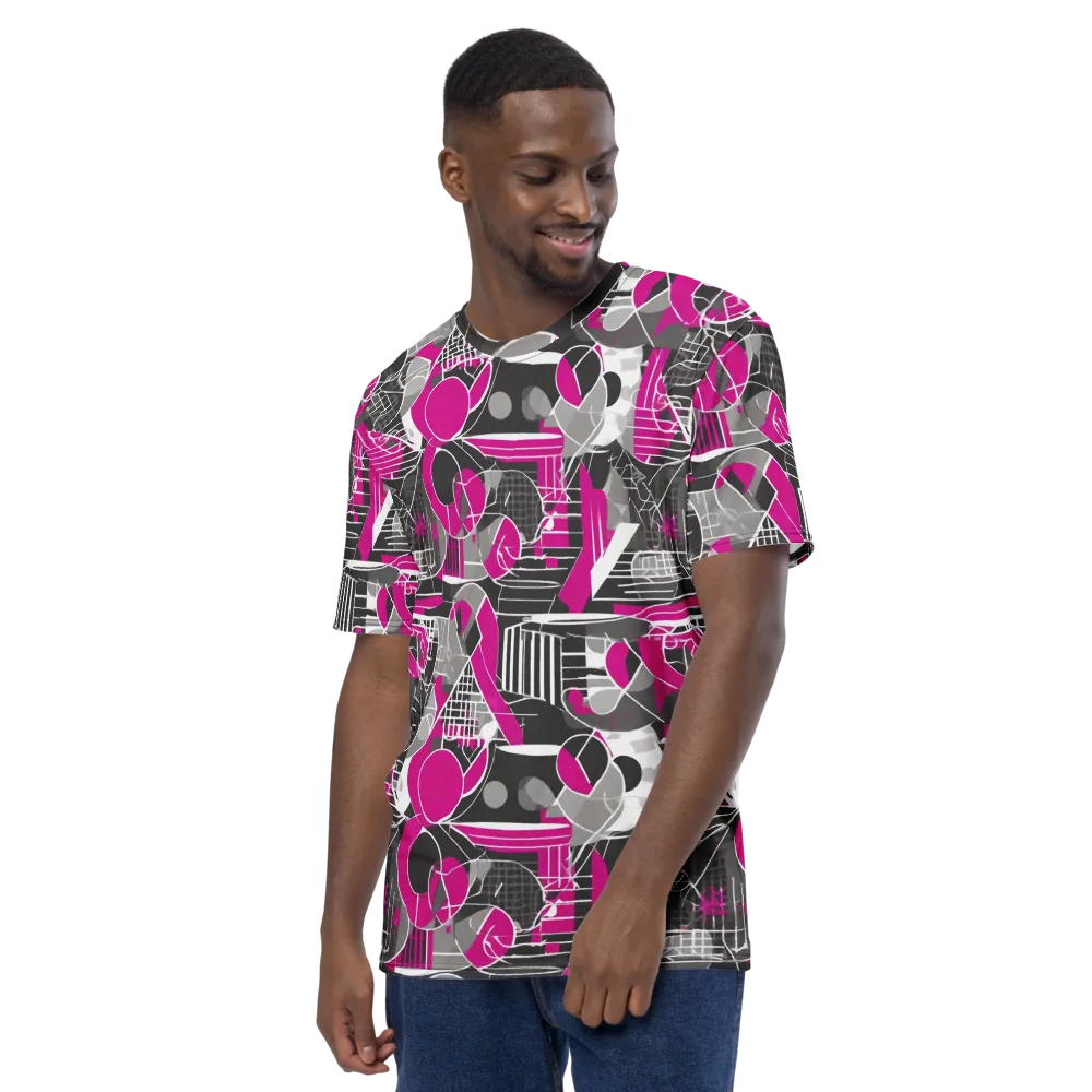 Fuchsia Framework on Men's Crew Neck T-Shirt — Left