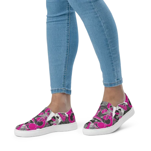 Fuchsia Framework on a Women's Slip-On Canvas Shoes