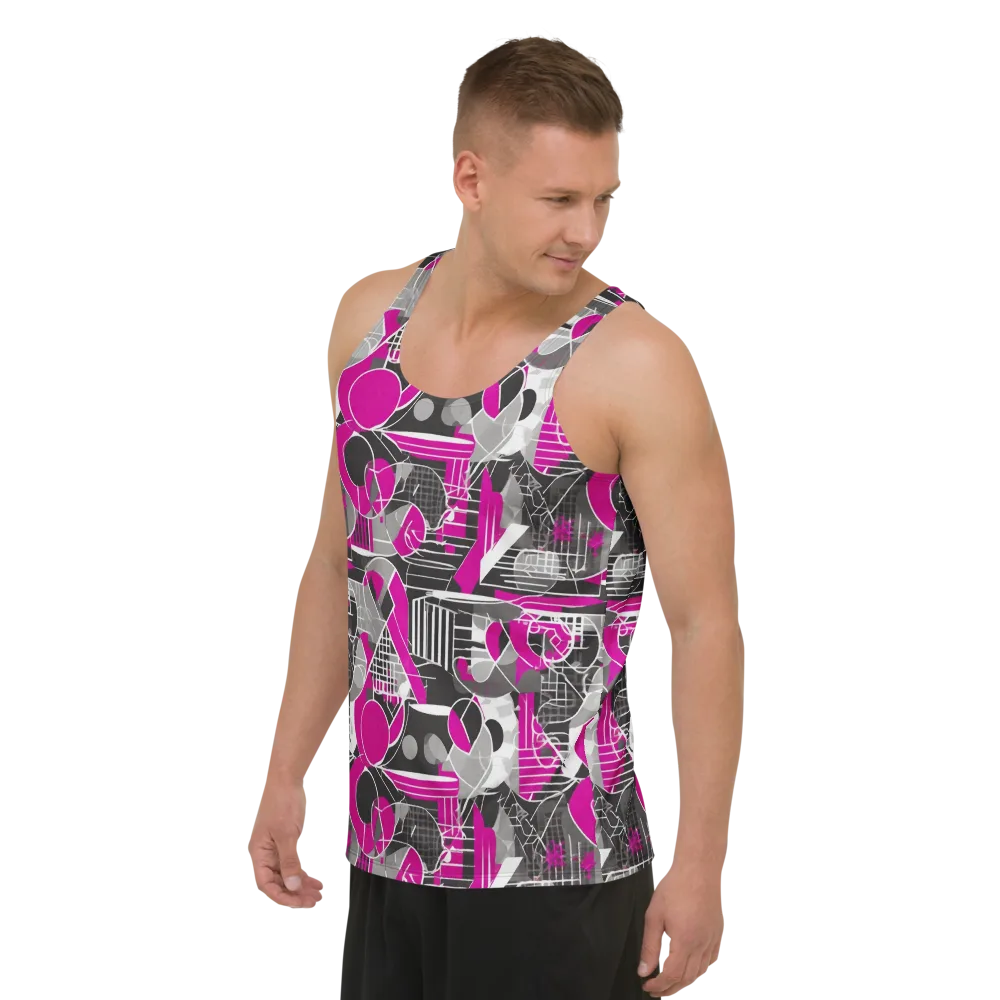 Fuchsia Framework on Men's Tank Top — Left Front