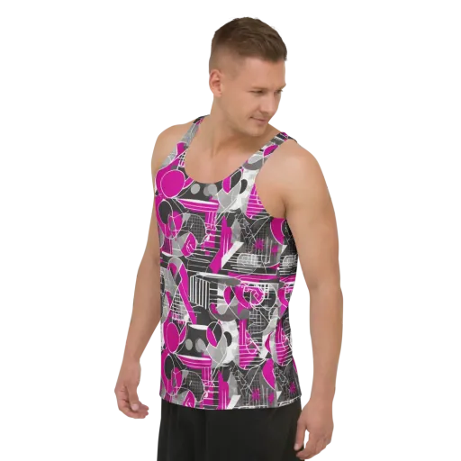 Fuchsia Framework on a Men's Tank Top
