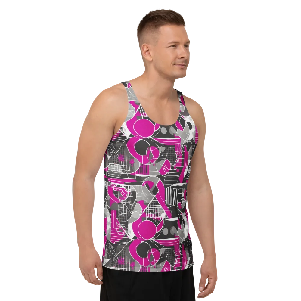 Fuchsia Framework on Men's Tank Top — Right Front