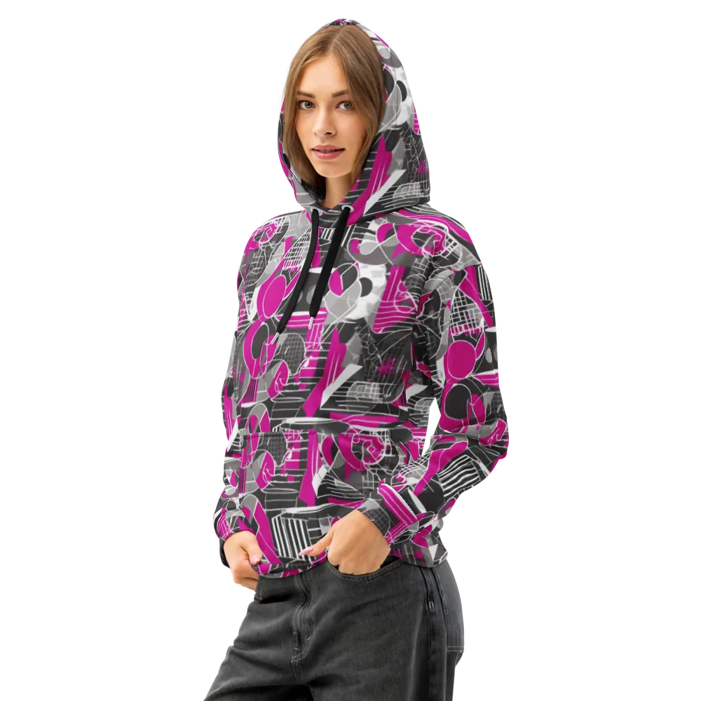 Fuchsia Framework on Cotton Hoodie — Left Front
