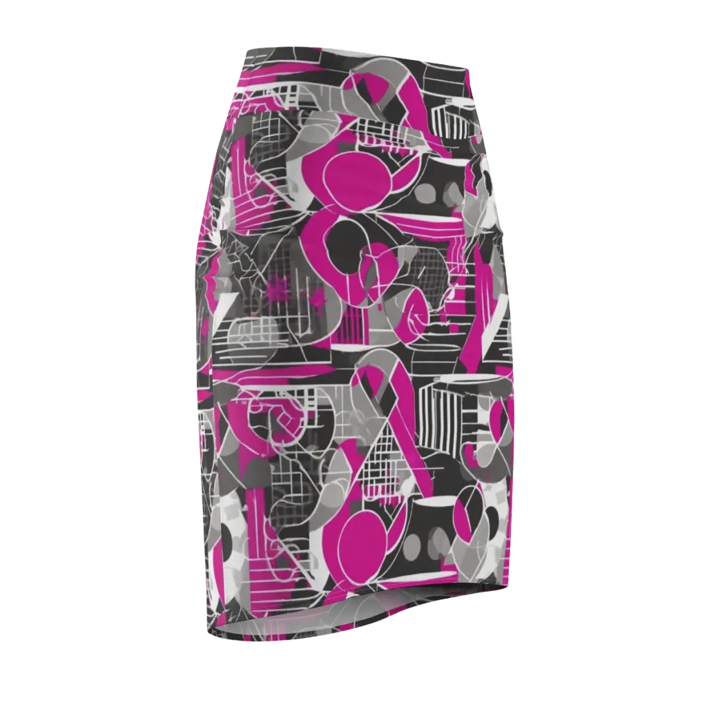 Fuchsia Framework on Pencil Skirt — Front Side