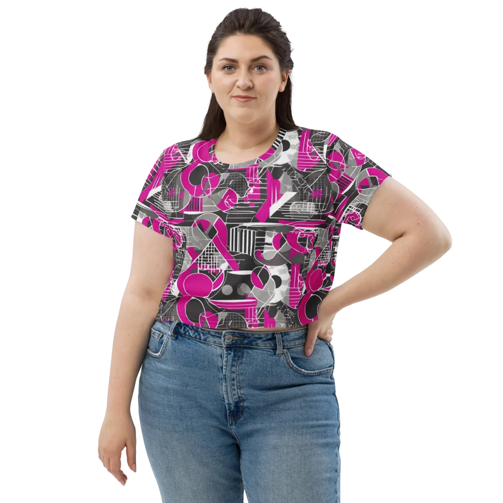 Fuchsia Framework on Crop Tee — Front