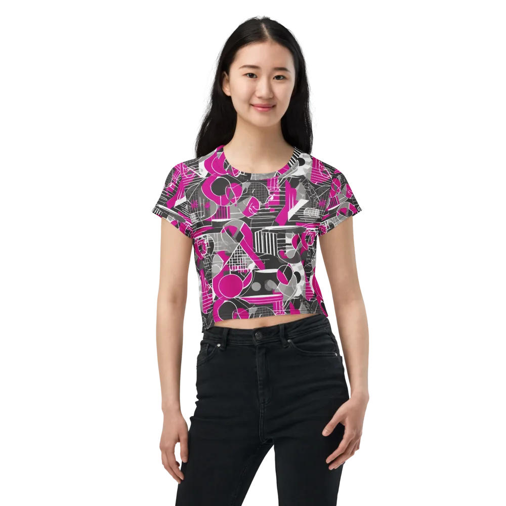 Fuchsia Framework on Crop Tee — Front