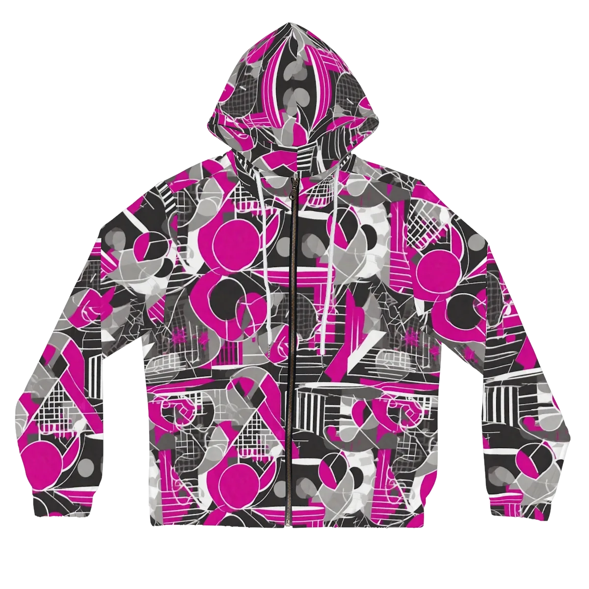 Fuchsia Framework on Women's Full-Zip Hoodie — Front