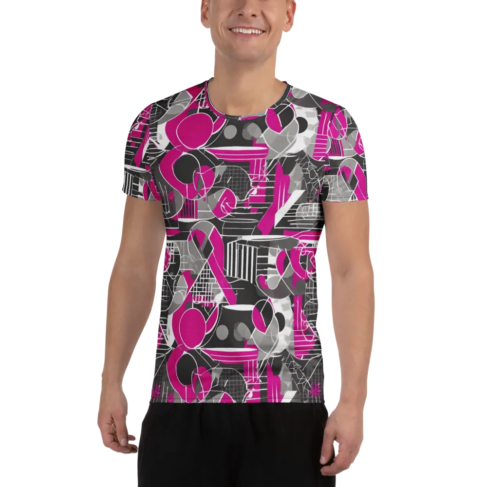 Fuchsia Framework on Men's Athletic T-Shirt — Front