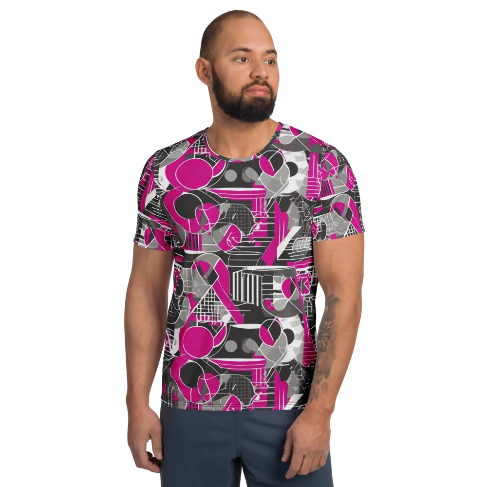 Fuchsia Framework on Men's Athletic T-Shirt — Front