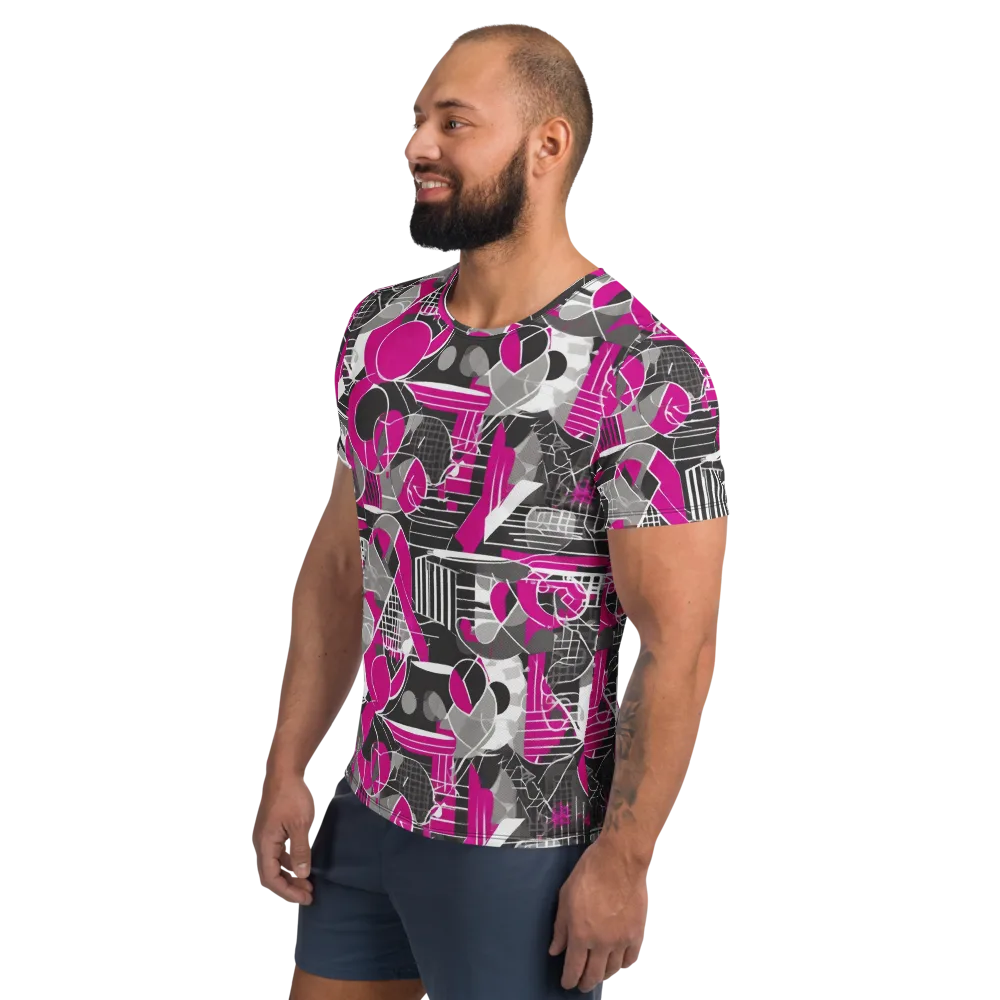 Fuchsia Framework on Men's Athletic T-Shirt — Left