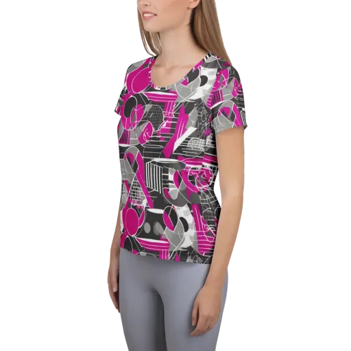 Fuchsia Framework on a Women's Athletic T-Shirt