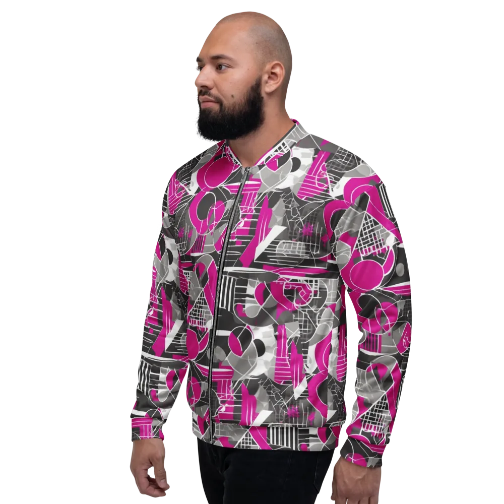 Fuchsia Framework on Bomber Jacket — Left