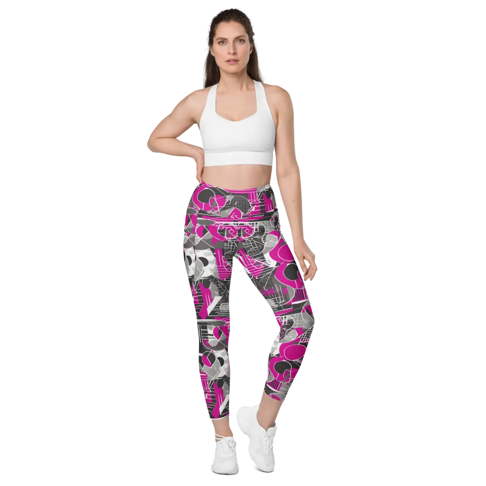 Fuchsia Framework on Leggings with Pockets — Front