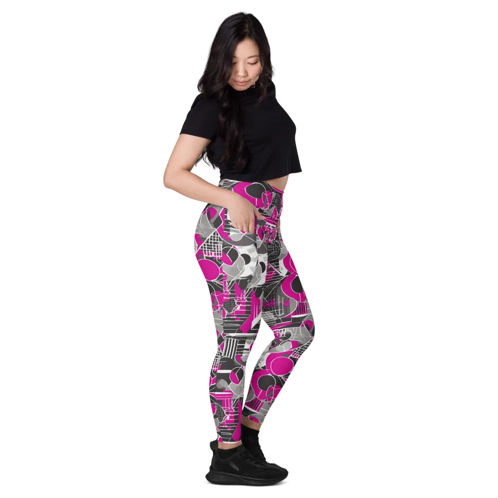 Fuchsia Framework on Leggings with Pockets — Right