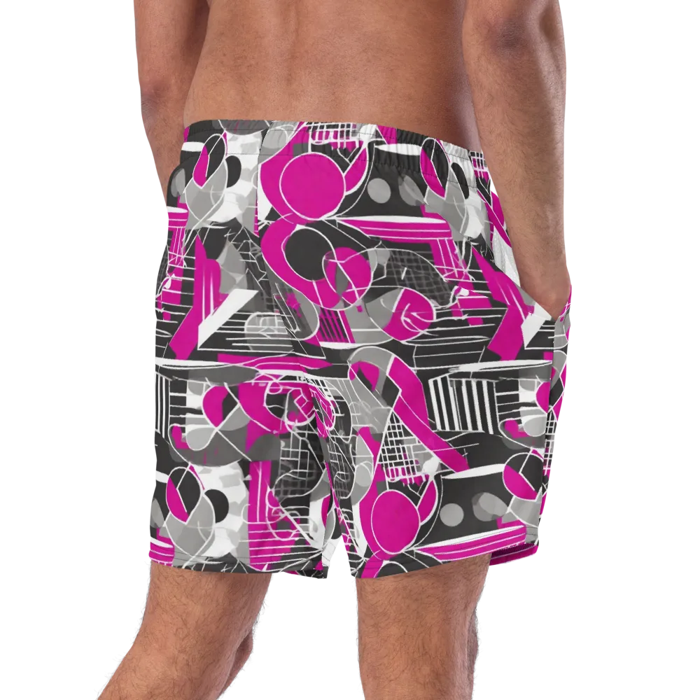 Fuchsia Framework on Swim Trunks — Right Back