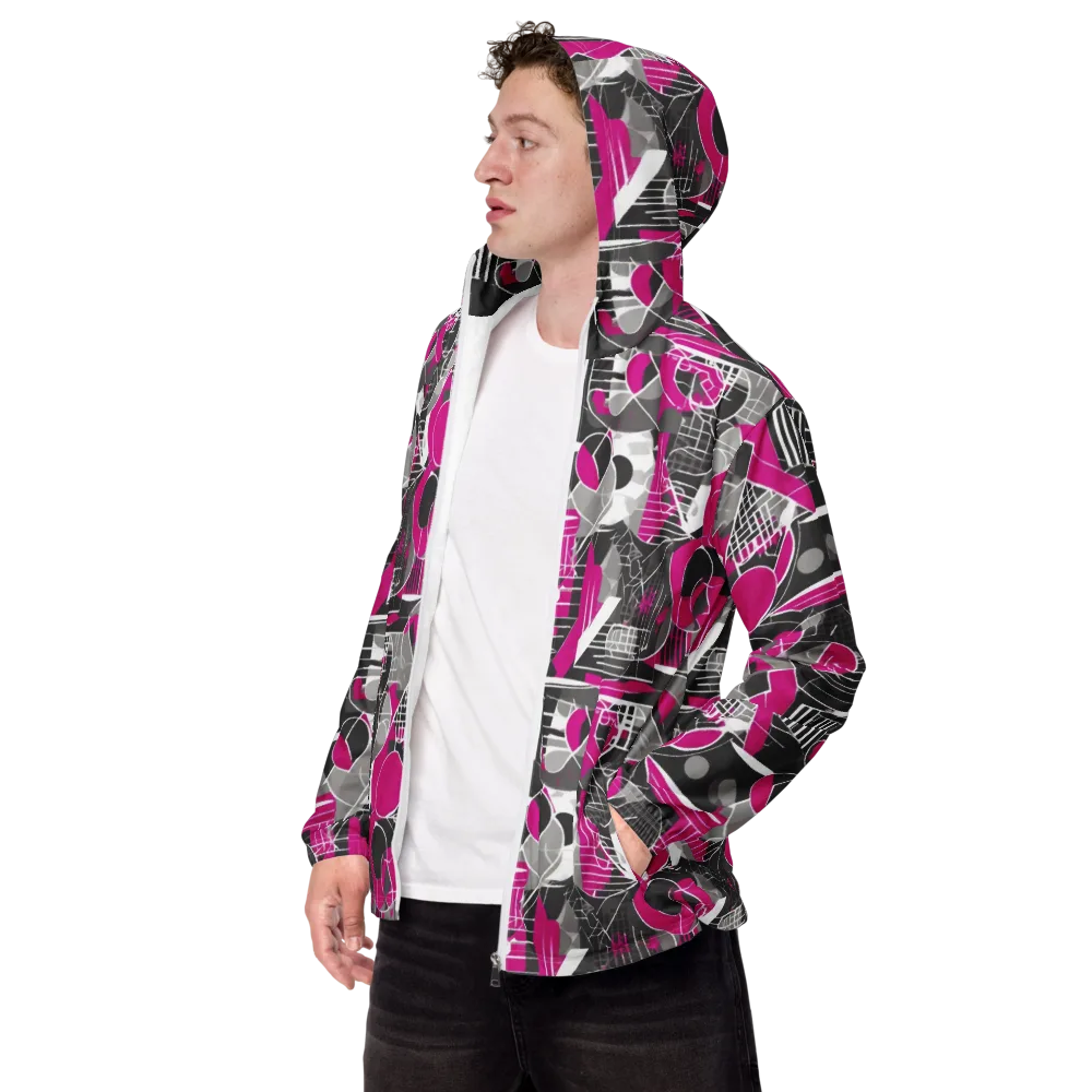 Fuchsia Framework on Men's Windbreaker — Left Front