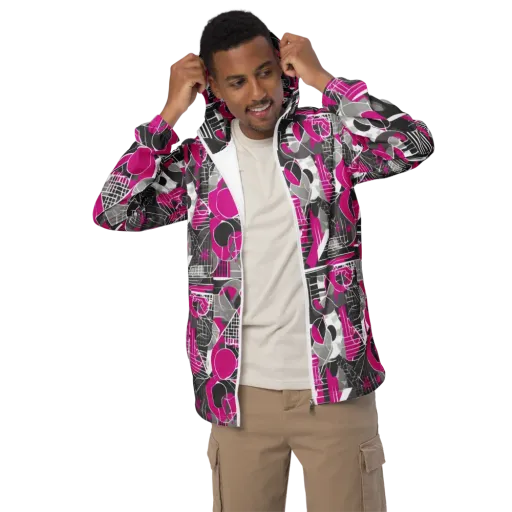 Fuchsia Framework on a Men's Windbreaker