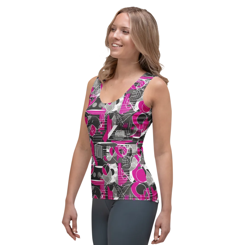 Fuchsia Framework on Women's Tank Top — Left Front