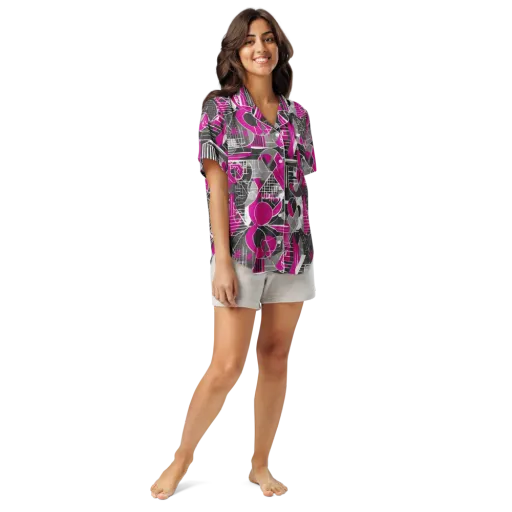 Fuchsia Framework on a Women's Short Sleeve Pajama Top