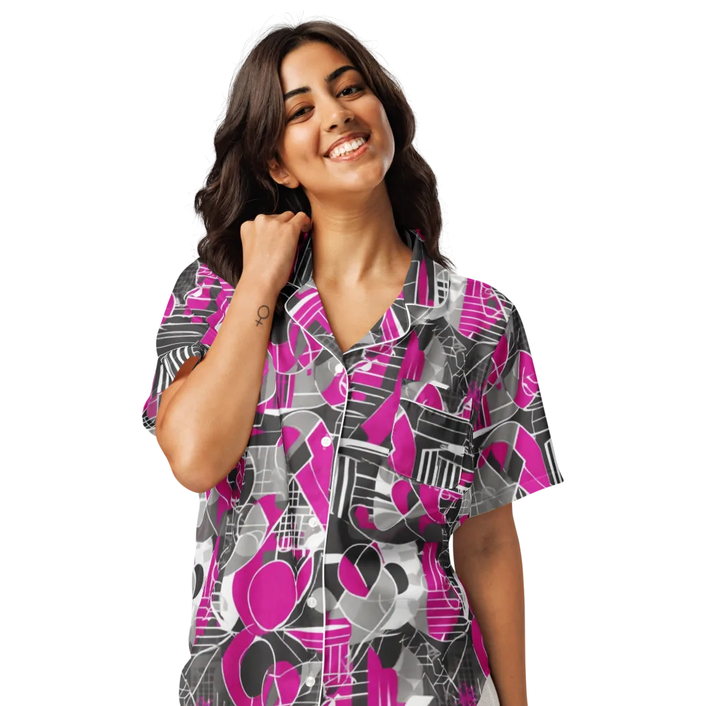 Fuchsia Framework on Women's Short Sleeve Pajama Top — Front