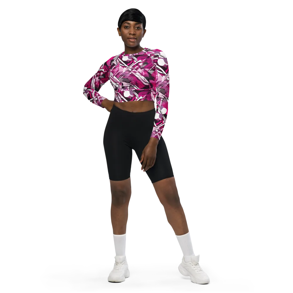 Hotwire Bloom on Long Sleeve Crop Top — Front