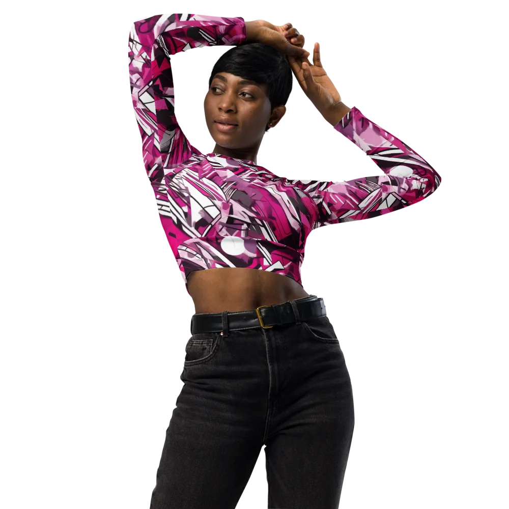 Hotwire Bloom on Long Sleeve Crop Top — Front