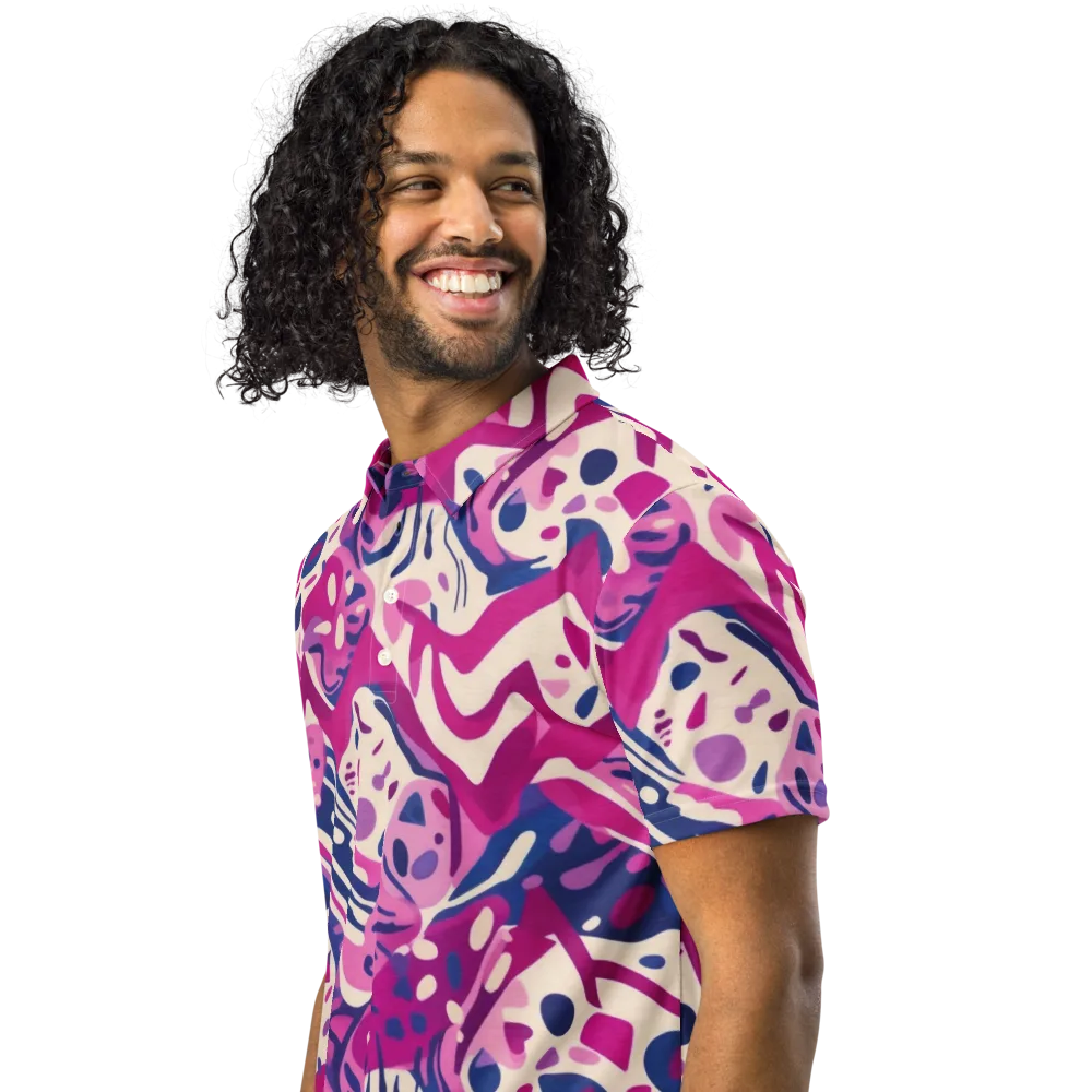 Neon Matisse on Men's Slim Fit Polo Shirt — Left Front