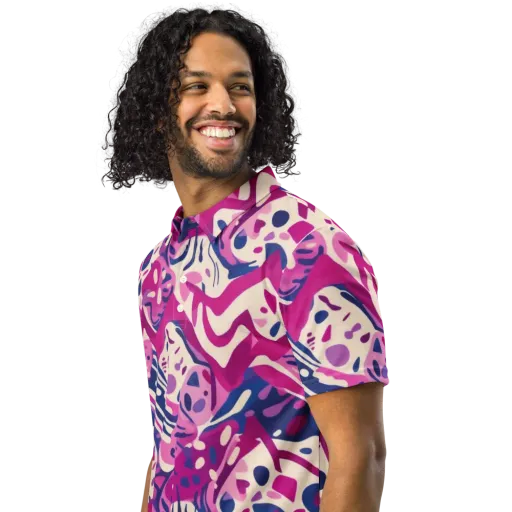 Neon Matisse on a Men's Slim Fit Polo Shirt
