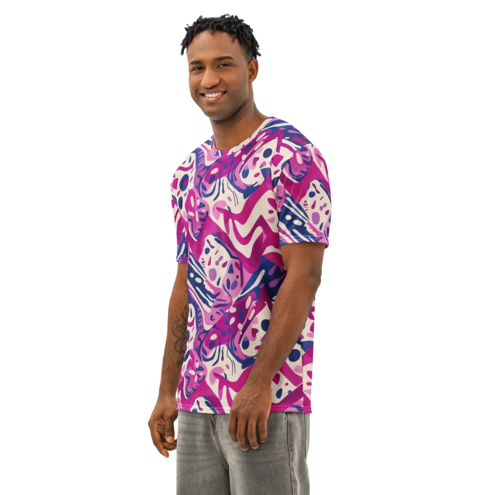 Neon Matisse on Men's Cotton Crew Neck T-Shirt — Left Front