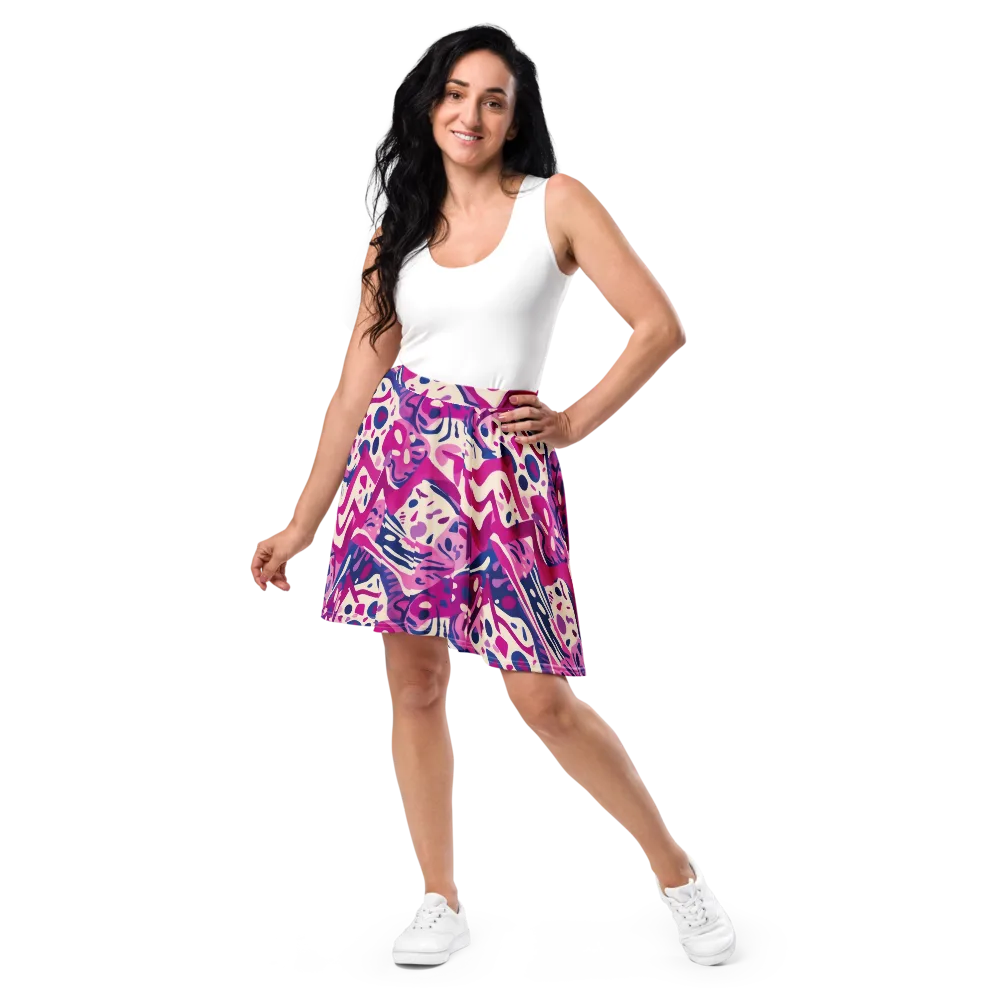Neon Matisse on Skater Skirt — Front