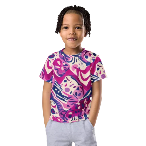 Neon Matisse on a Kids Crew Neck T-Shirt