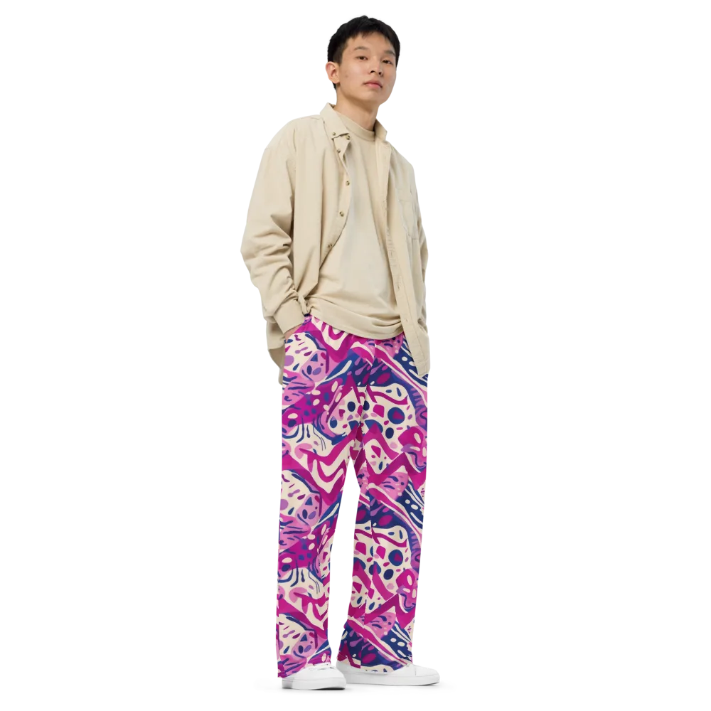 Neon Matisse on Wide-Leg Pants — Right Front