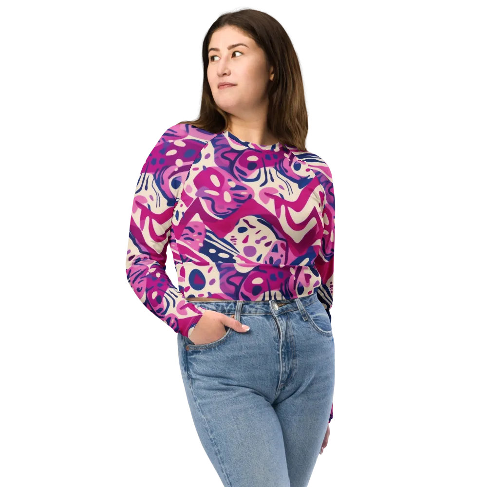 Neon Matisse on Long Sleeve Crop Top — Front