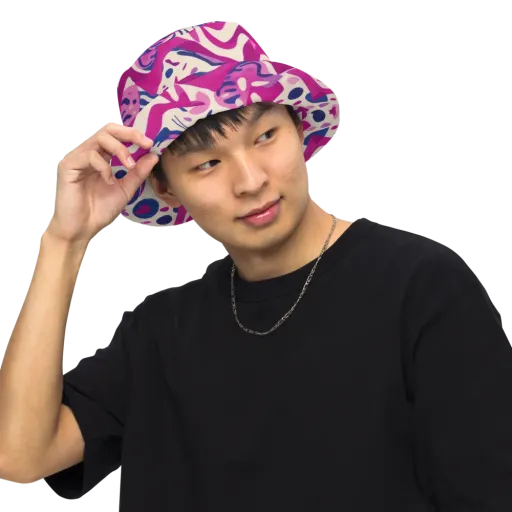 Neon Matisse on a Reversible Bucket Hat