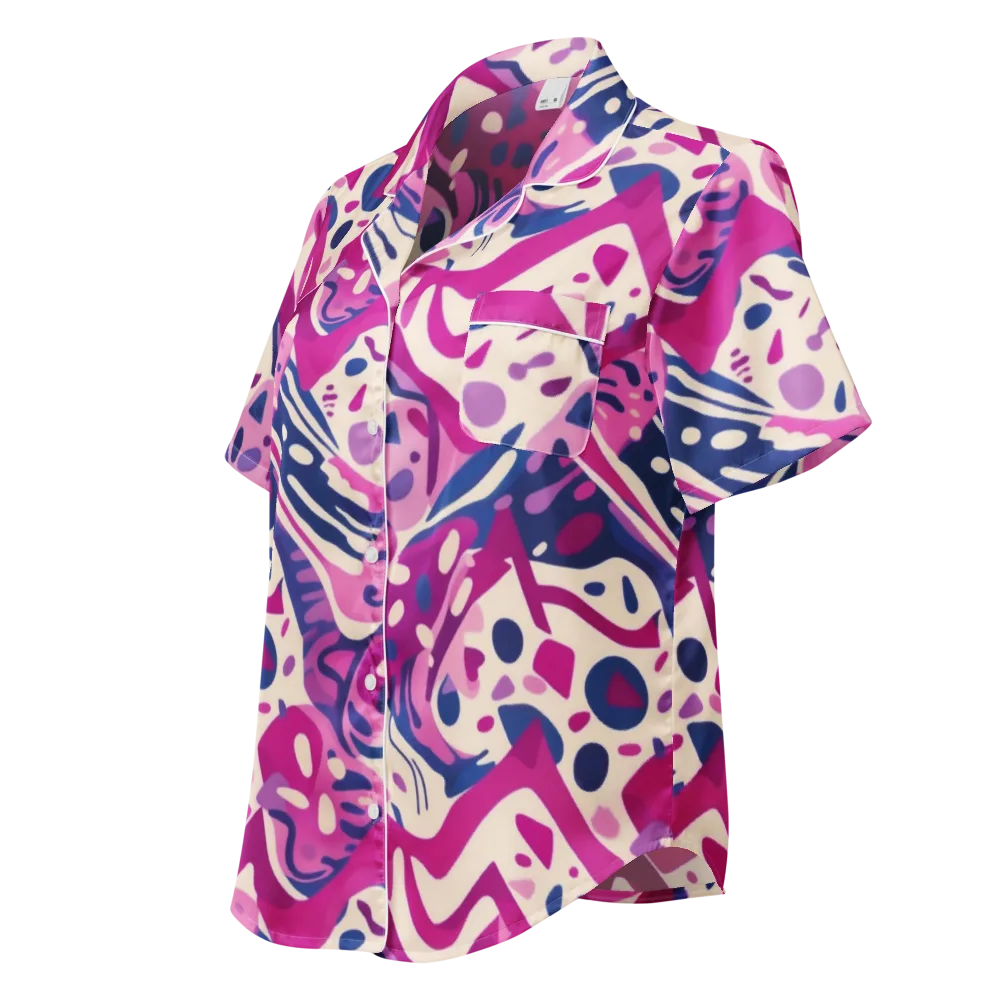 Neon Matisse on Women's Short Sleeve Pajama Top — Left Front