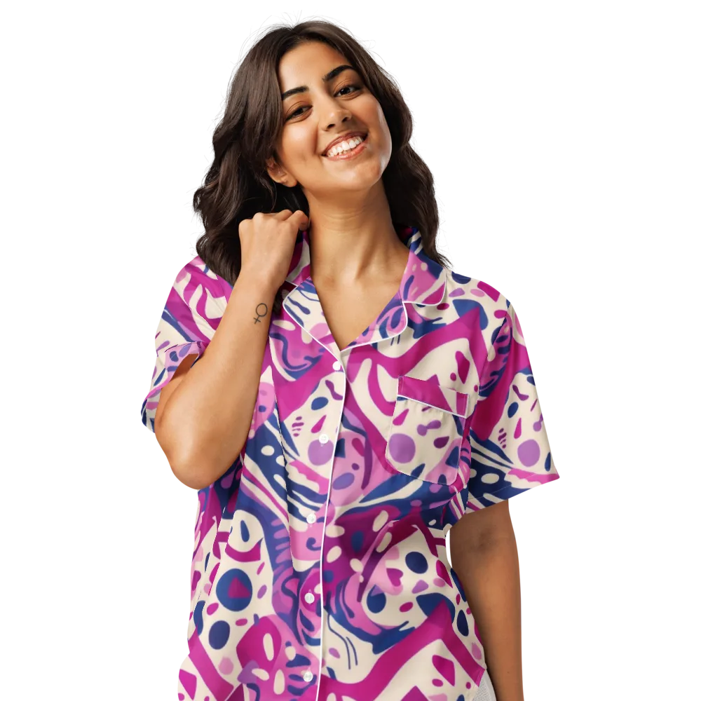 Neon Matisse on Women's Short Sleeve Pajama Top — Front