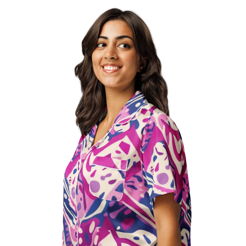 Neon Matisse on Women's Short Sleeve Pajama Top — Left Front