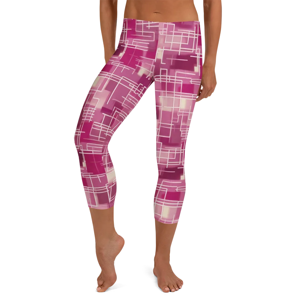 Neon Grid on Capri Leggings — Front