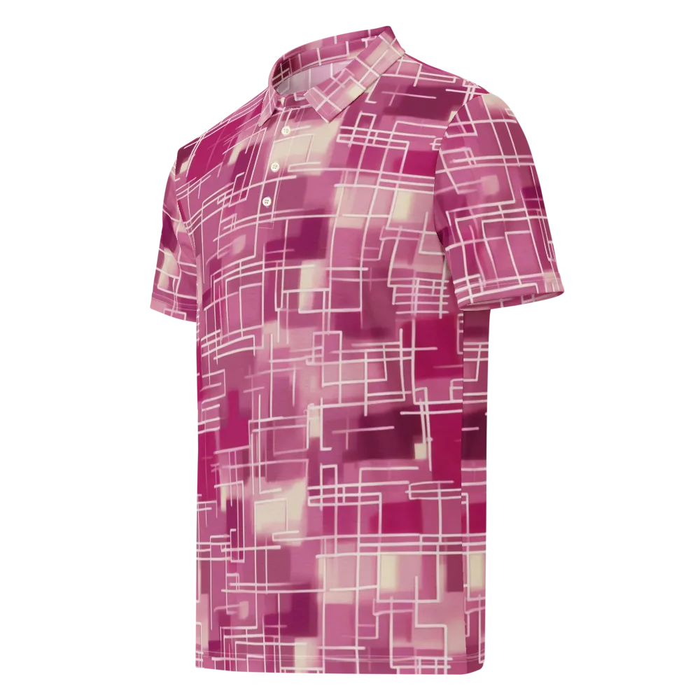 Neon Grid on Men's Slim Fit Polo Shirt — Left Front