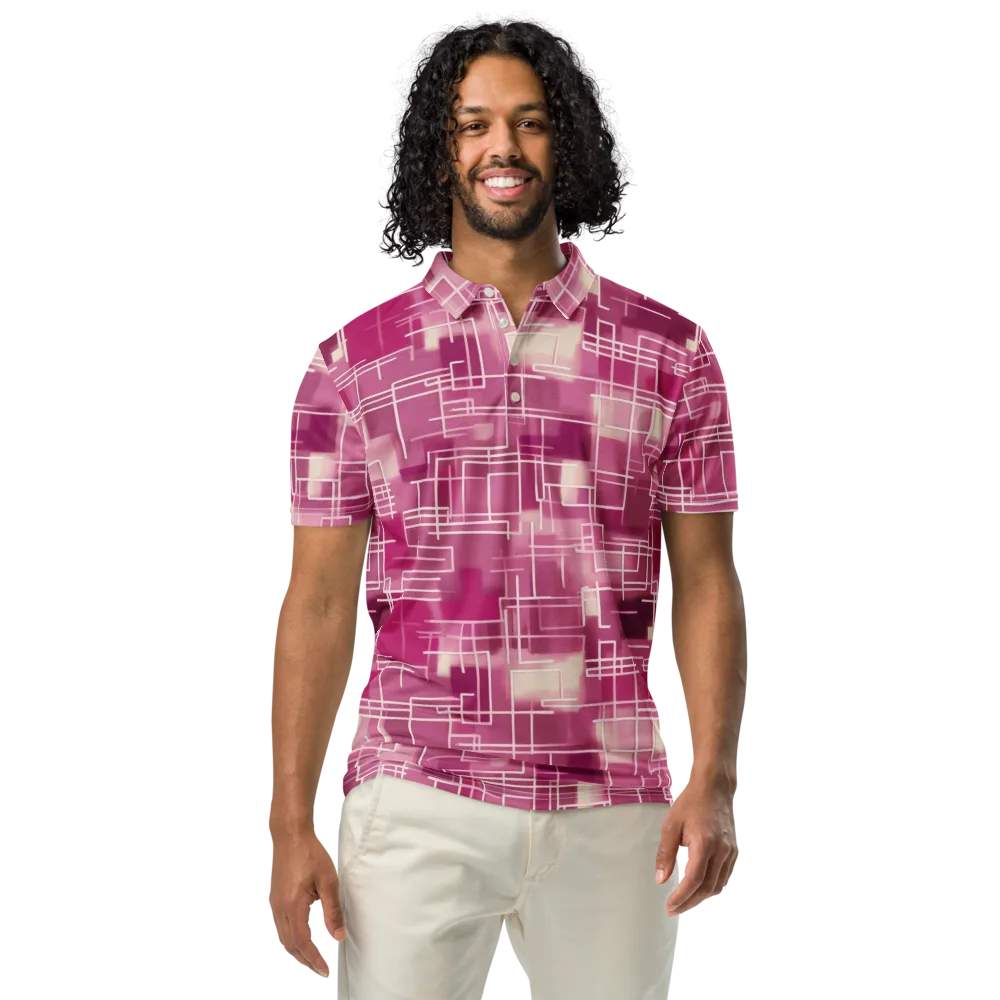 Neon Grid on Men's Slim Fit Polo Shirt — Front