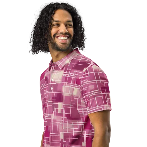 Neon Grid on a Men's Slim Fit Polo Shirt