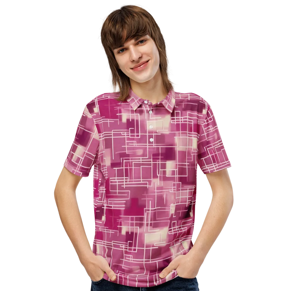 Neon Grid on Men's Slim Fit Polo Shirt — Front