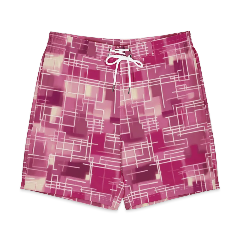 Neon Grid on Men's Board Shorts — Front