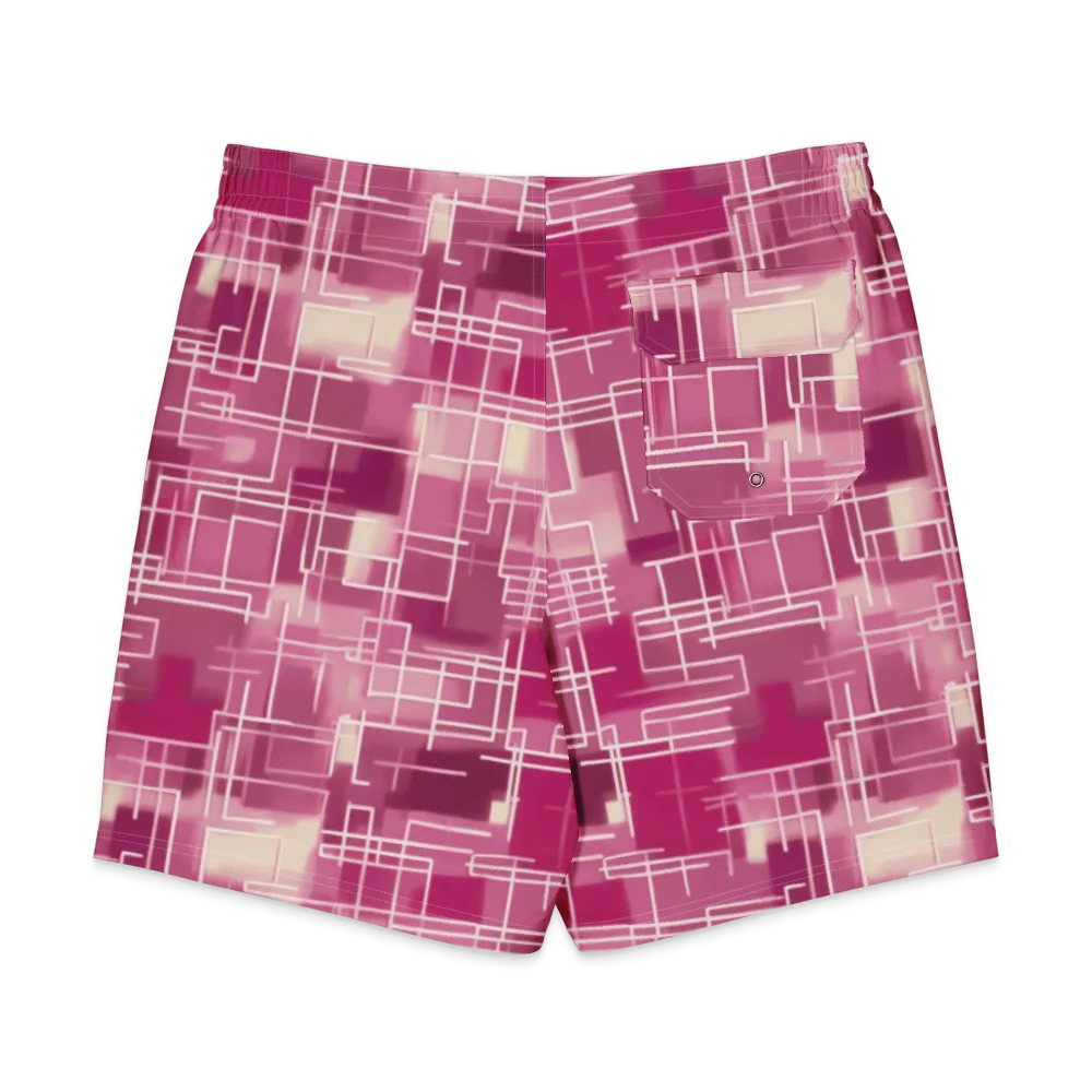 Neon Grid on Men's Board Shorts — Back