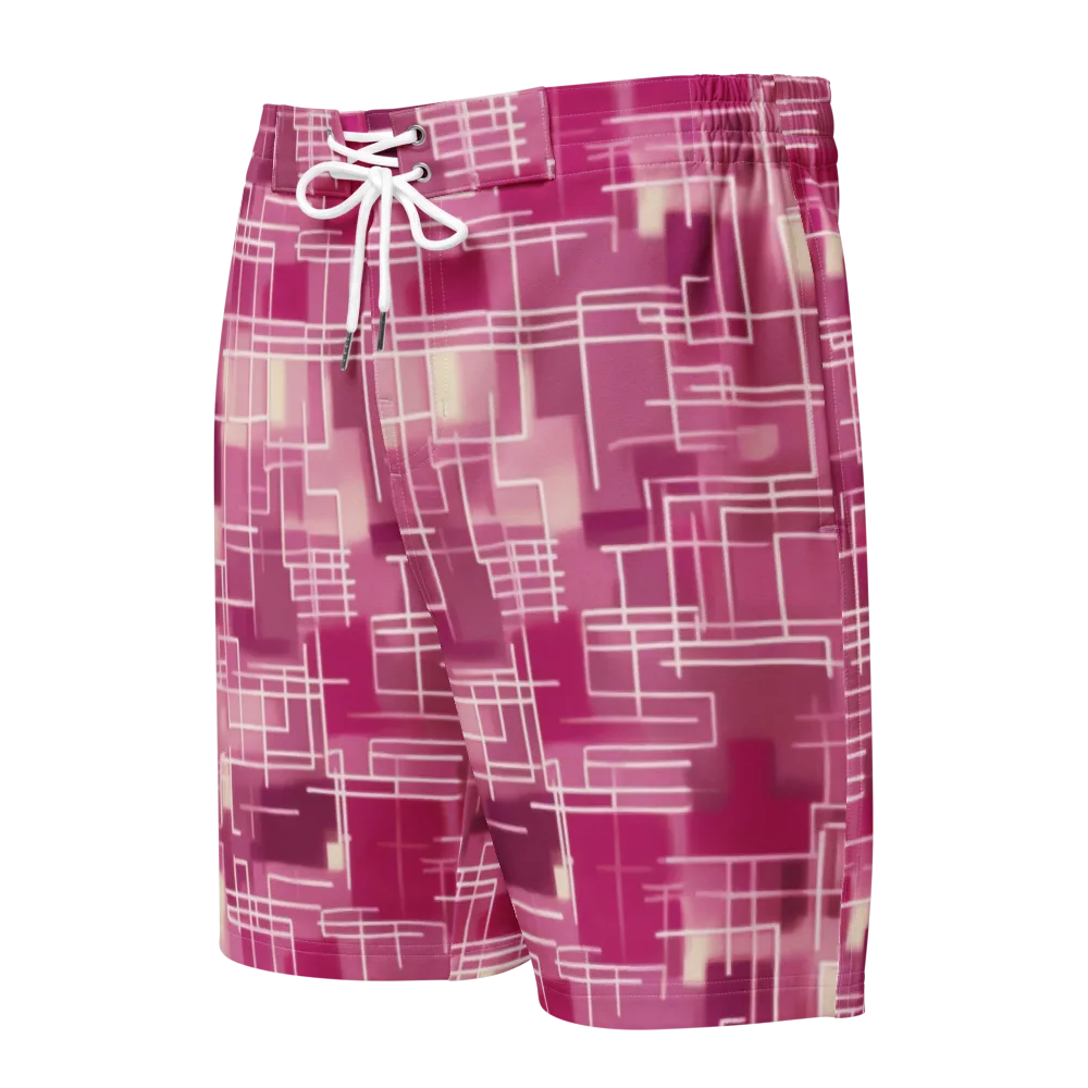 Neon Grid on Men's Board Shorts — Front