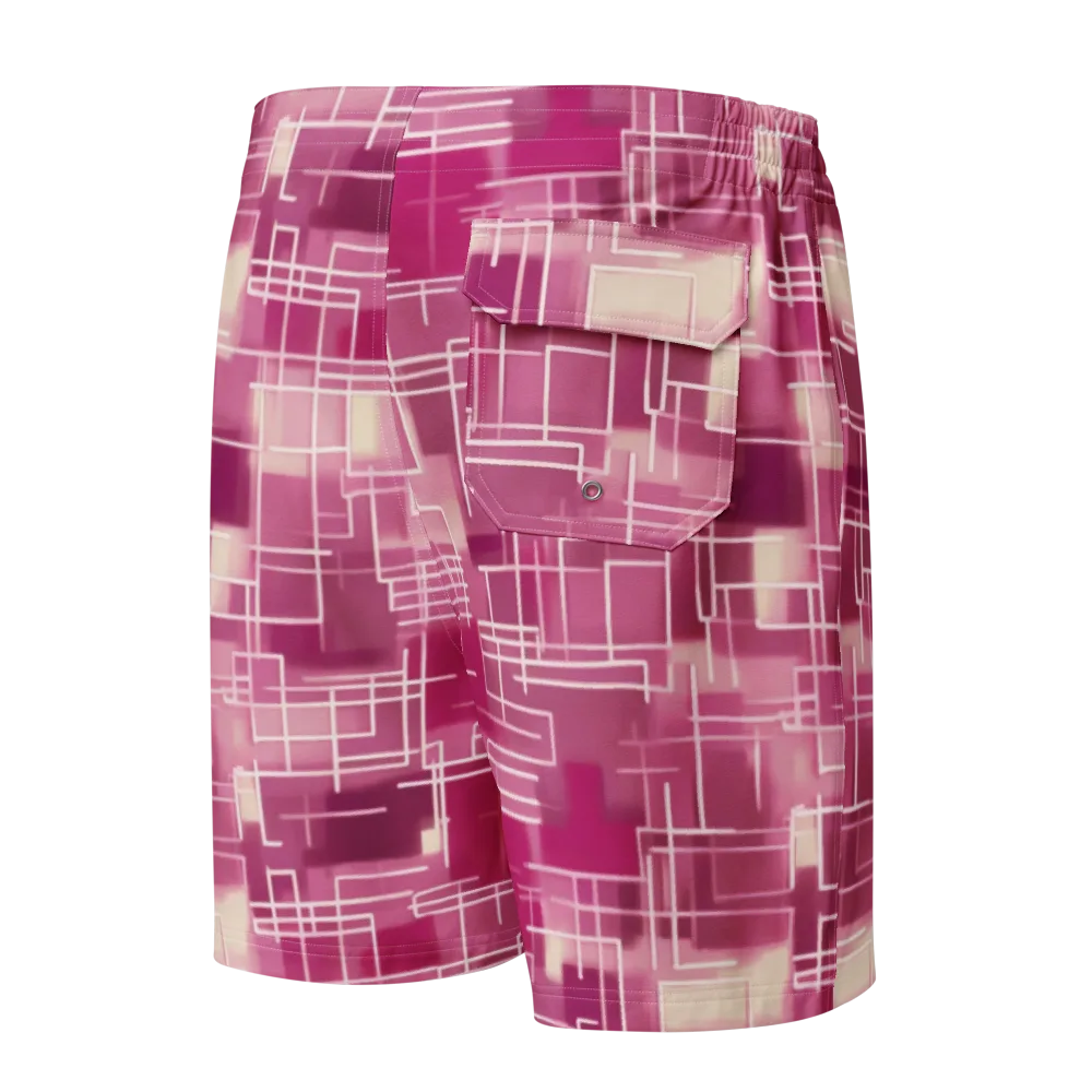 Neon Grid on Men's Board Shorts — Back
