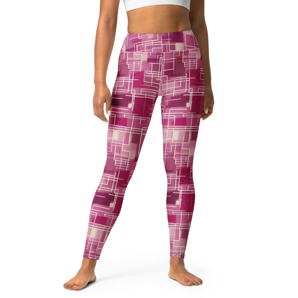 Neon Grid on Yoga Leggings — Front