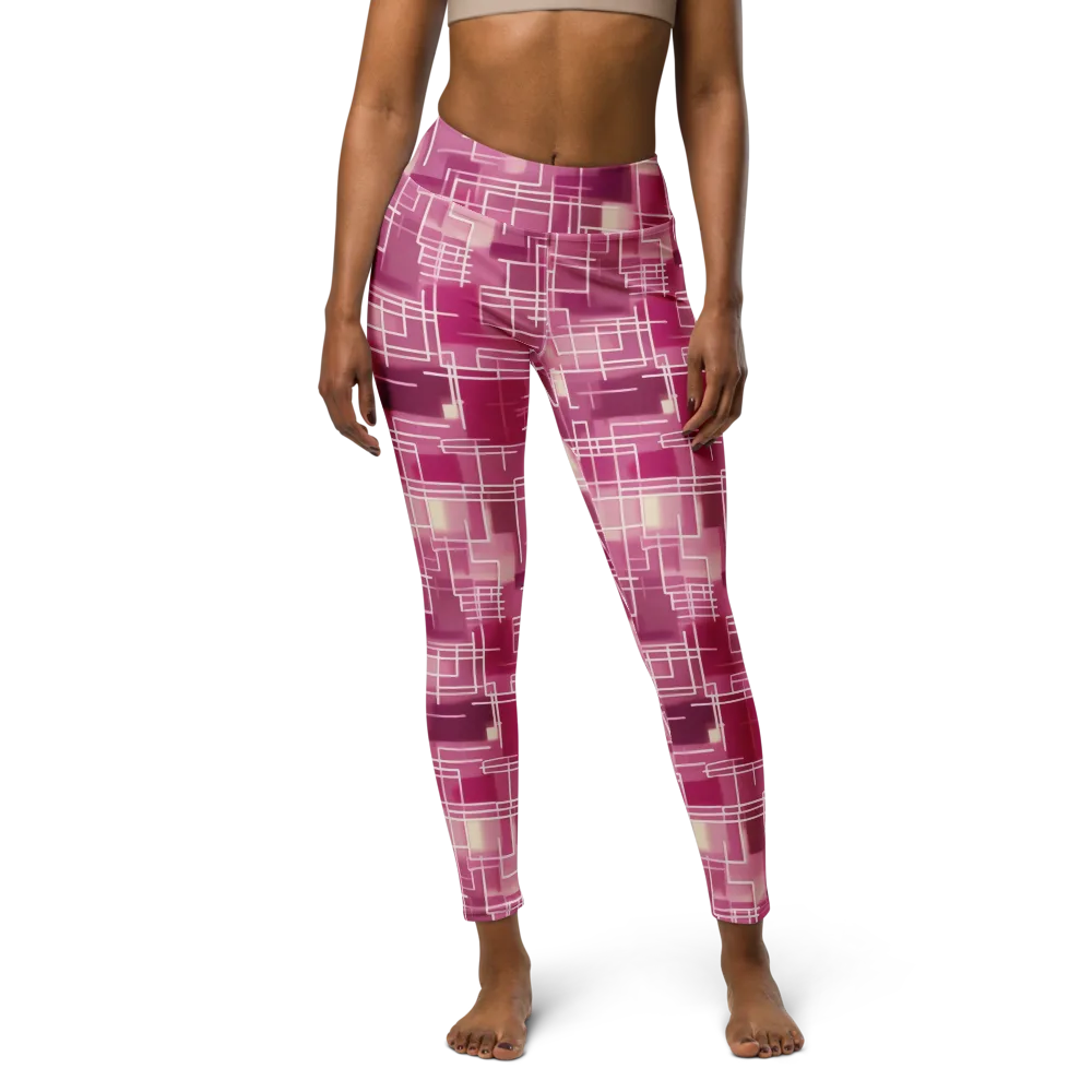 Neon Grid on Yoga Leggings — Front